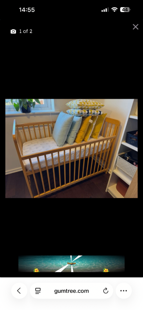 Wooden Baby Cot Bed – Good Condition