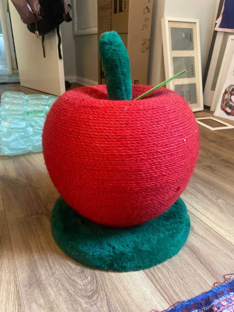 Apple cat scratcher