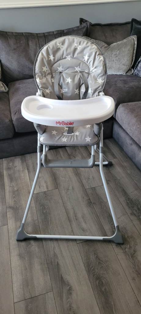 Grey Star Pattern Baby High Chair - Good Condition