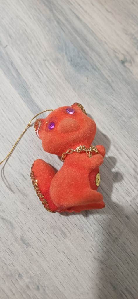 Squirrel flocked decoration 1950s 