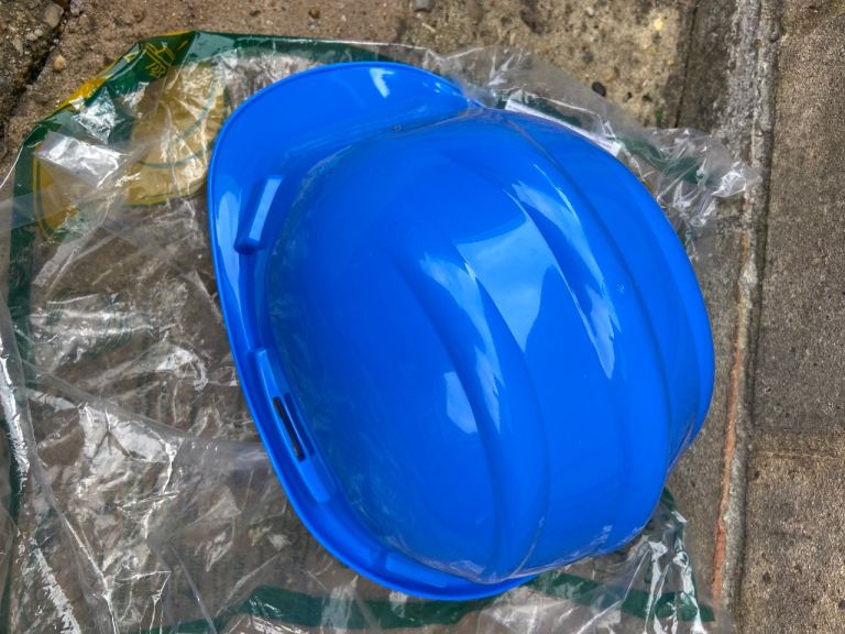 Blue hard hat