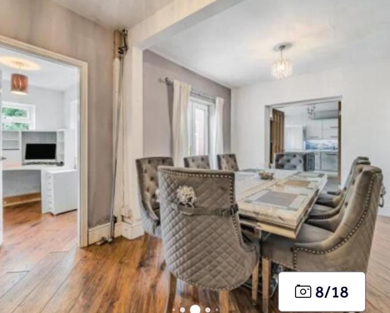 Marble dining table and 8 chairs 