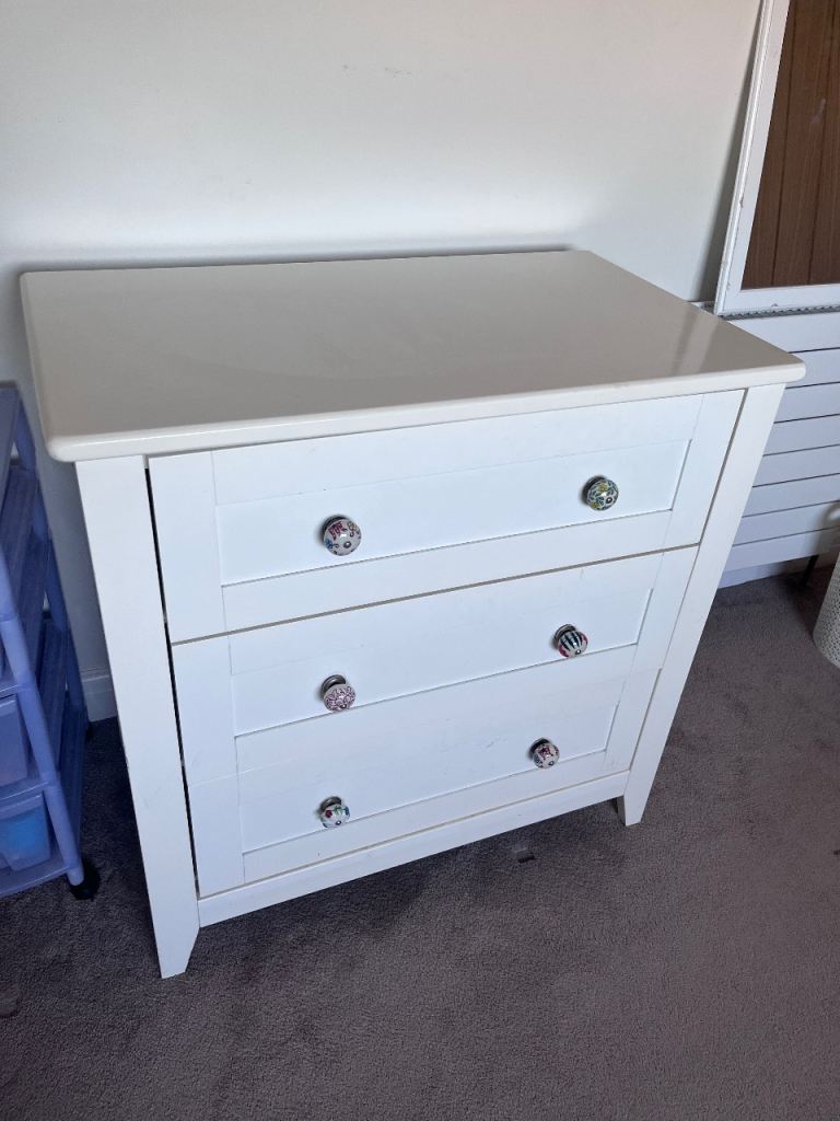 Mothercare White Nursery Wardrobe, Chest of Drawers & Cot Set