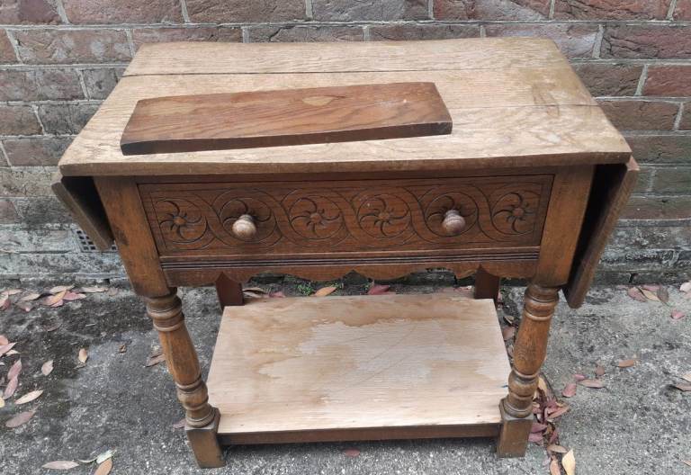 Small hardwood table with fold out leaves FREE