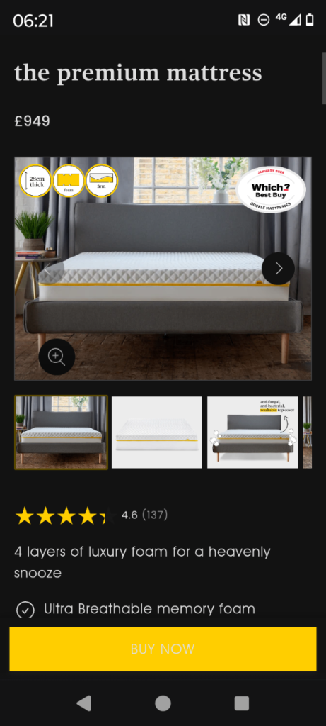 Eve sleep king size mattress 