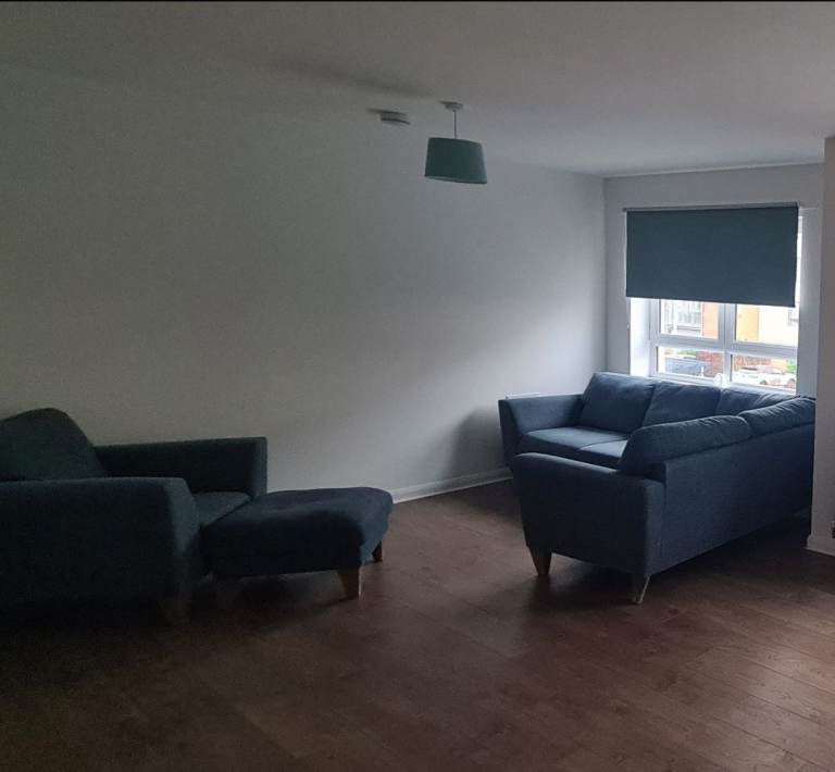 4 seat fabric corner sofa, single chair, and x1 foot stool