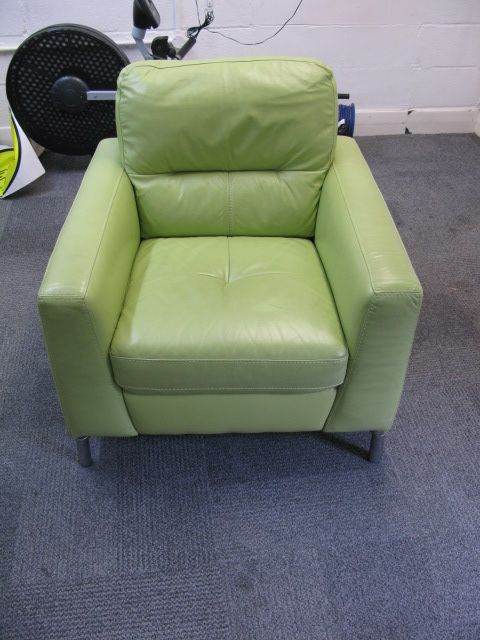 Art Deco Green Leather Armchair