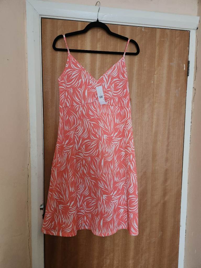 New Orange and White Patterned Summer Dress