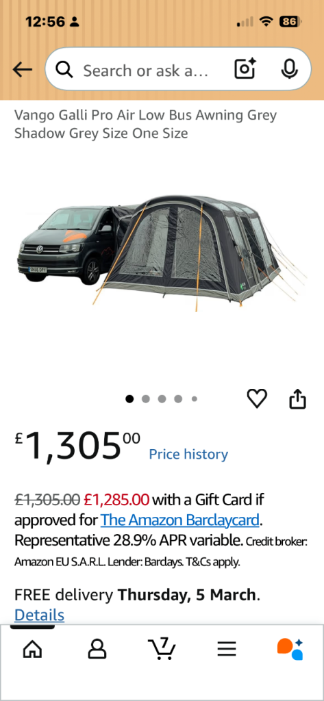 Vango galli 2 air beam awning 