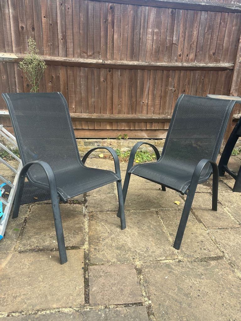 Pair of Black Garden Patio Chairs – Good Condition