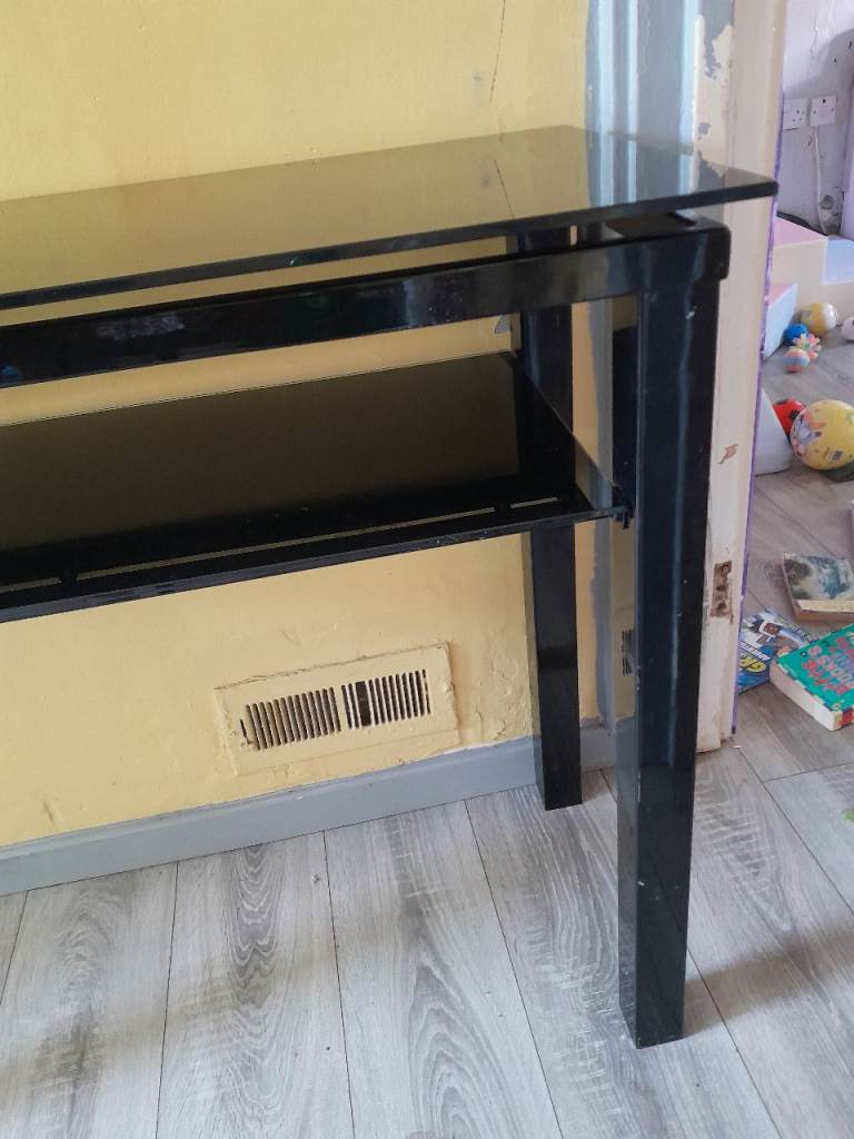 Black glass dressing console table