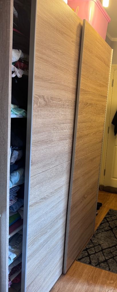 Wooden Wardrobe with Sliding Doors – Good Condition
