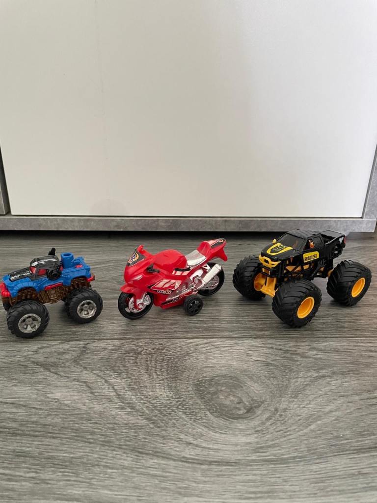Monster Truck and Motorbike Toy Set – Good Condition
