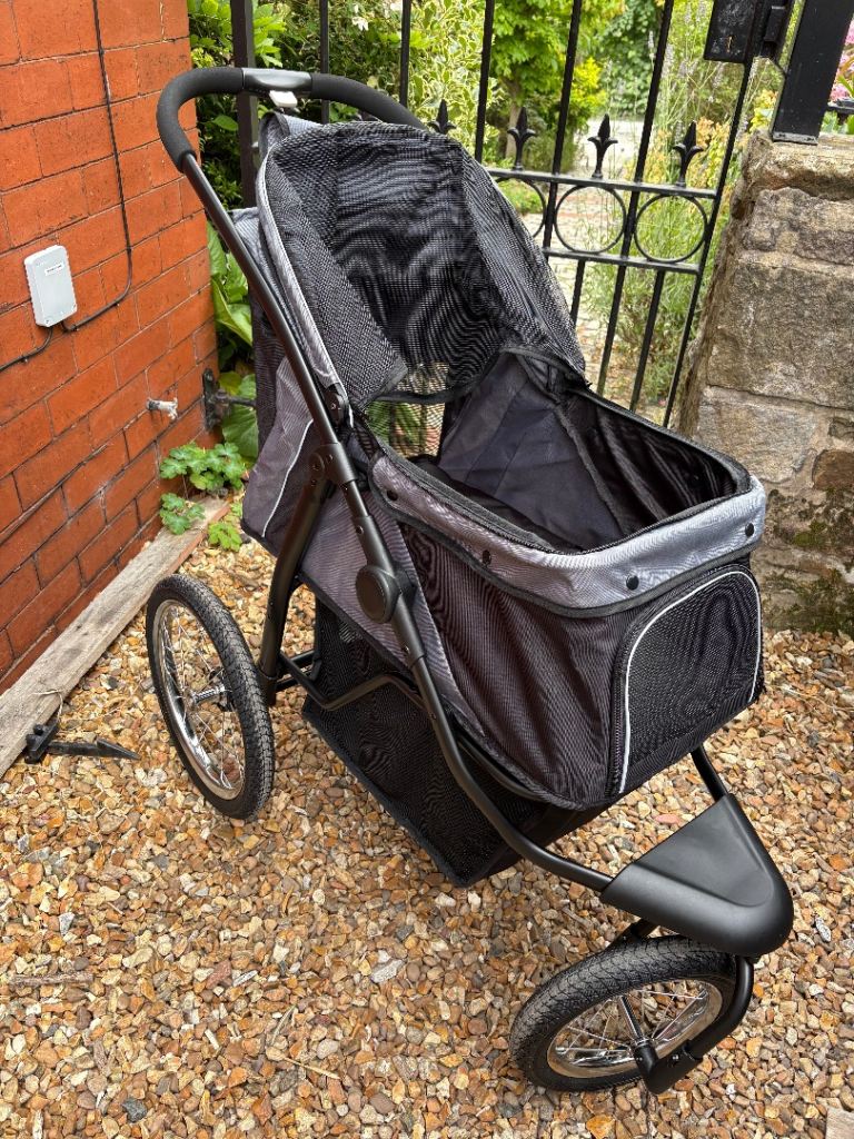 NEW! PawHut 3 Wheel Pet Stroller, for Medium Small Dogs - Grey