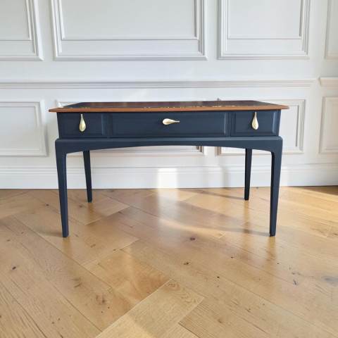 navy and gold dressing table Stag minstrel blue console table desk newly refurbished for Sale blue dressing table
