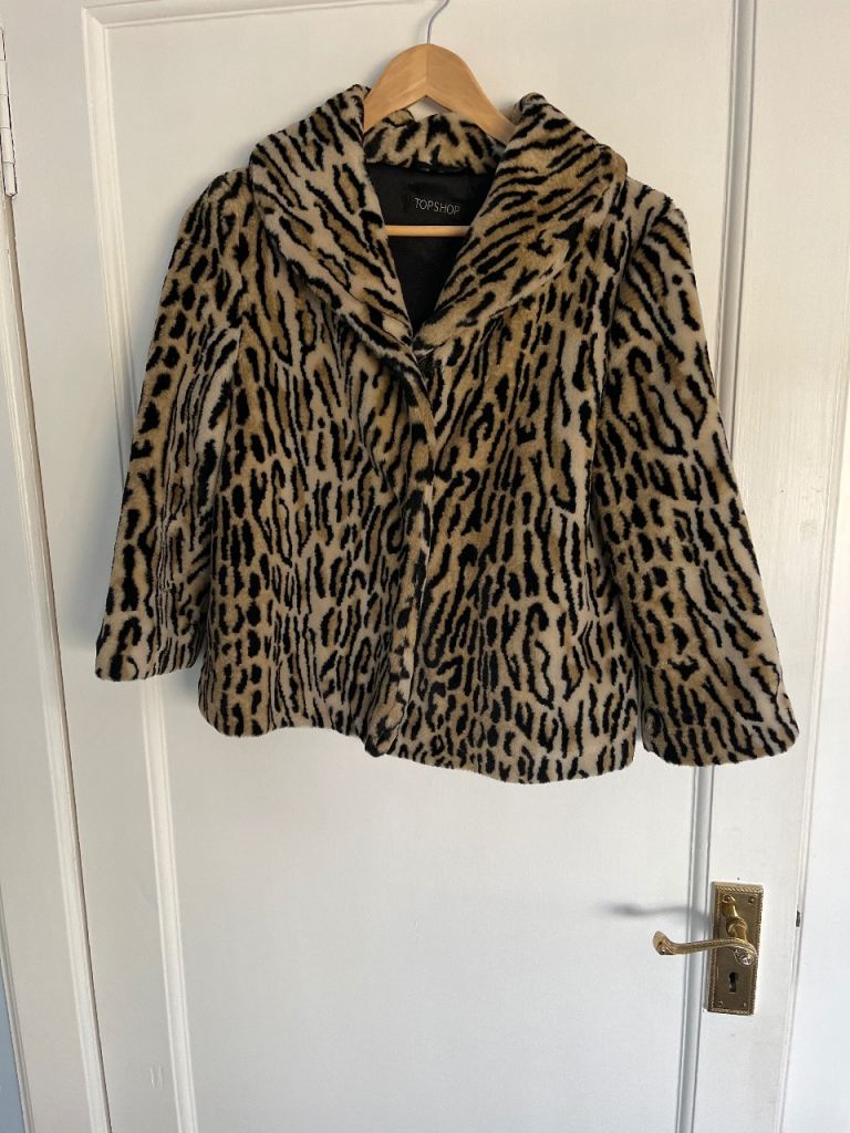 Leopard Print Faux Fur Coat – Good Condition