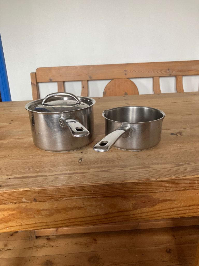 Two Stainless Steel Saucepans