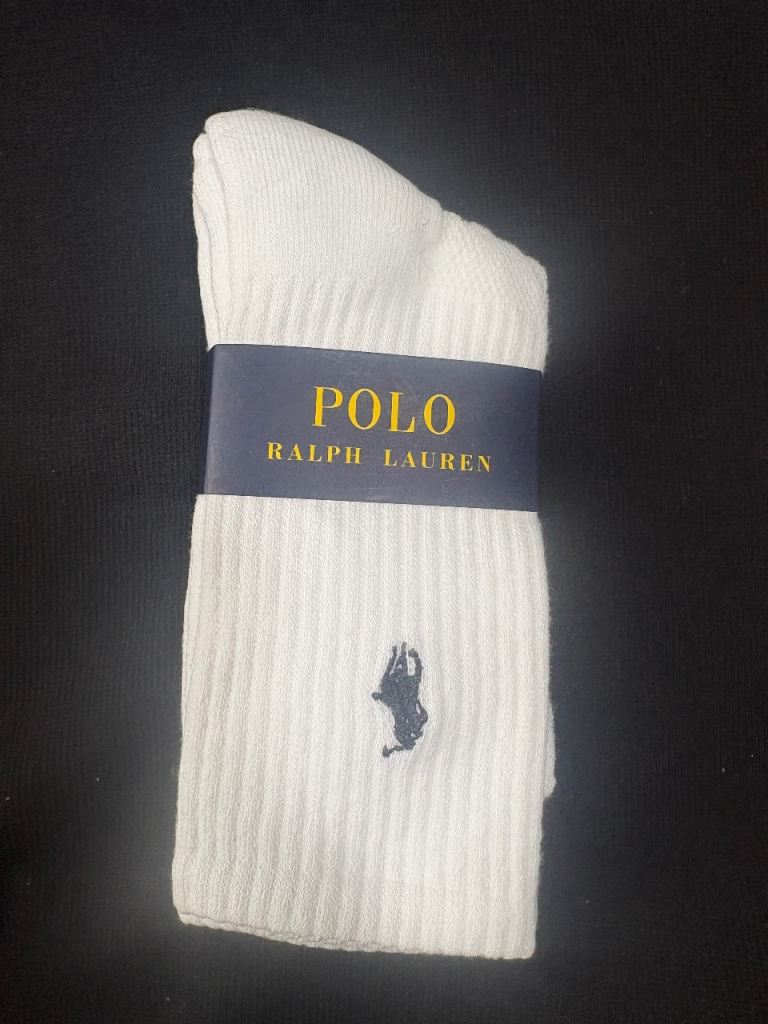 New Polo Ralph Lauren White Cotton Socks - Pack of 3