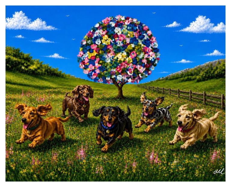 Dachshund Dash - an adorable statement piece for any wall