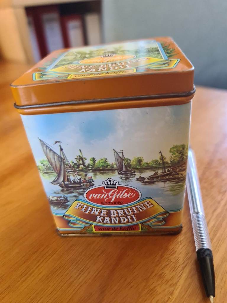 Vintage tin van Gilse Fijne bruine Kandij voor de koffie