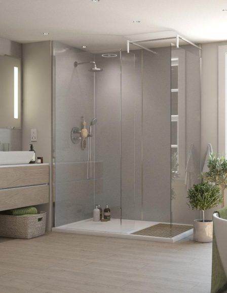 2420 x 1200 x 11mm Silver Pearlescent Gloss MR MDF Laminated Bathroom Wall Panel