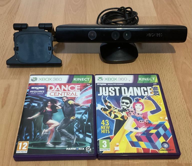 Xbox 360 Kinect Camera, TV mount & 2 Kinect Dance Games