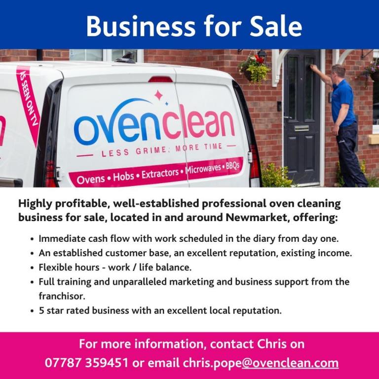 Established oven cleaning business for sale, ‘Ovenclean’ franchise.