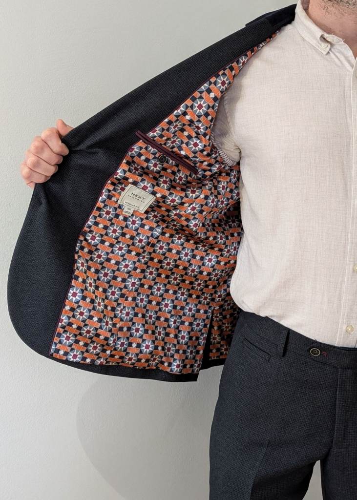 Men's suit from Next. Good as new. Jacket 38S trousers 32R