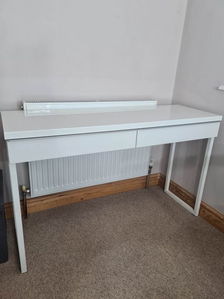 White gloss 2 drawer ikea desk/dressing table 