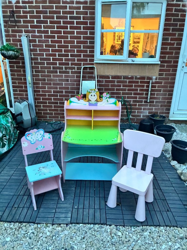Kids Pink Wooden Dressing Table/Desk with Storage