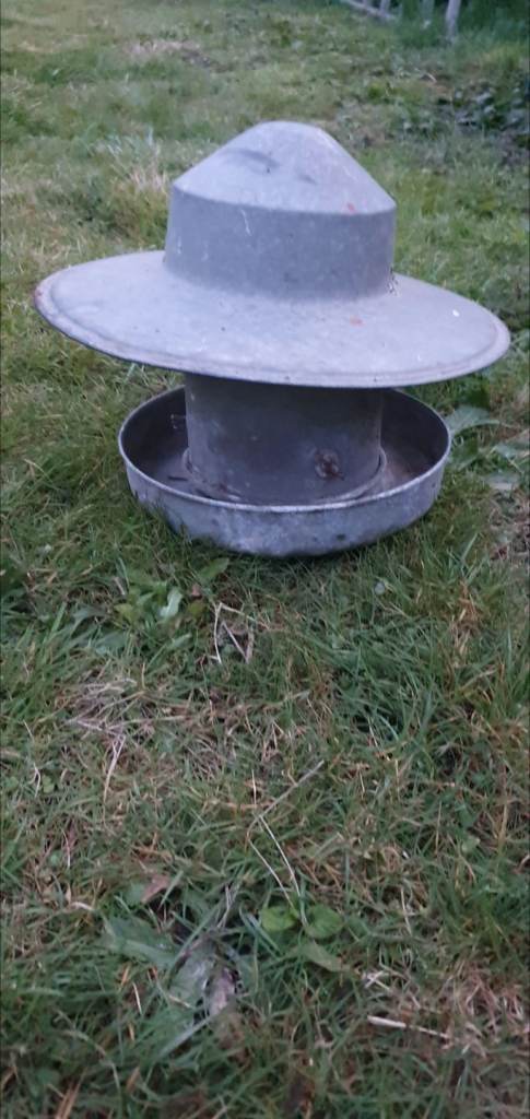 Galvanised chicken feeder. poultry adjustable feeder. Vintage.