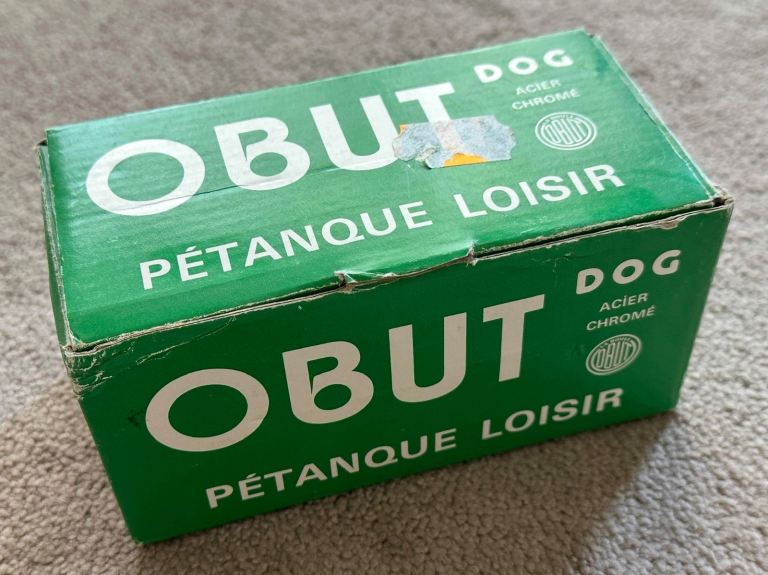 Vintage OBUT DOG Chrome Pétanque Boules 2 Pack Set