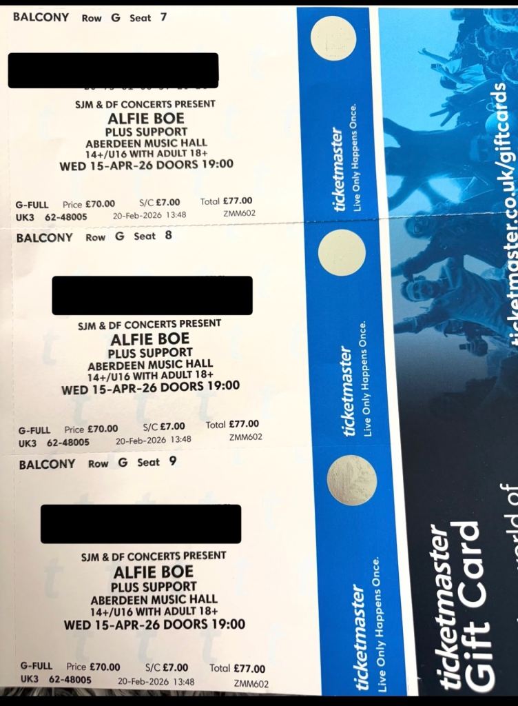 3 Alfie Boe Tickets - Aberdeen Music Hall