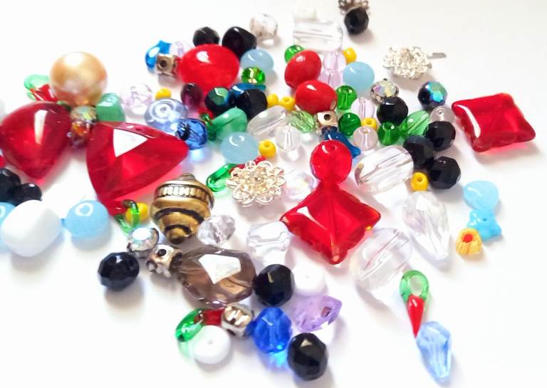 Glass Bead Mix,  Mostly Czech Glass Crystal Jewellery Beads, Pearls Earrings Bracelets Gems