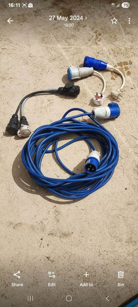 Caravan electrical leads.