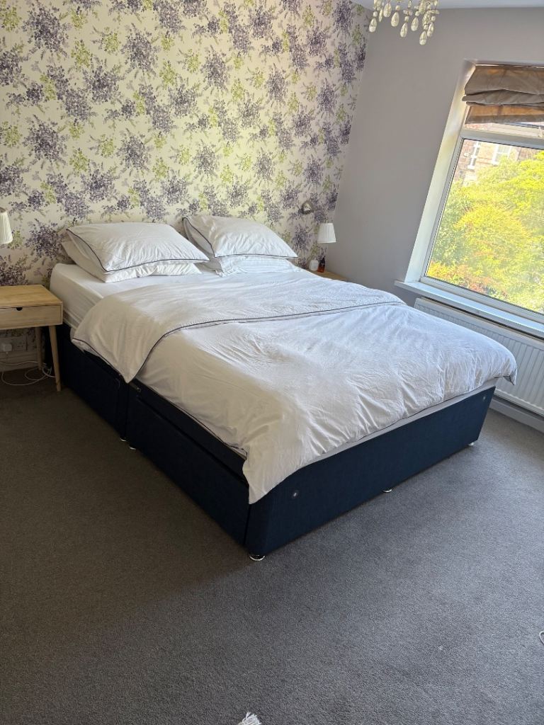 Double Bed with Mattress and Storage Base – Good Condition