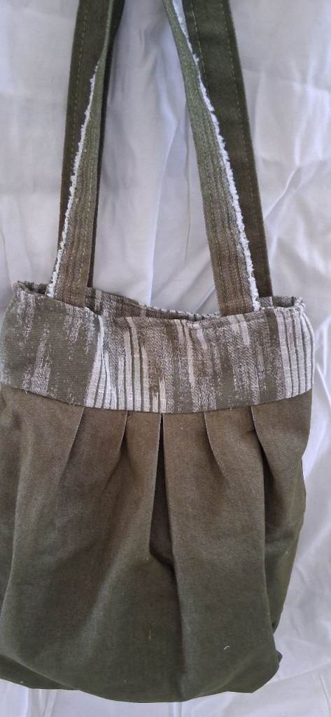 Green denim tote bag