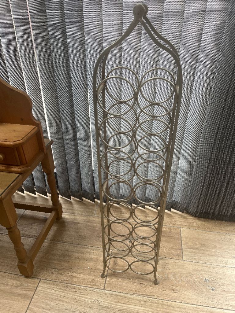 Tall Metal Wine Rack - Holds 15 Bottles, Good Condition