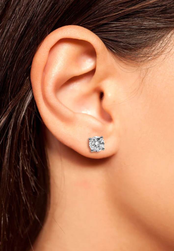 3ct Round Diamond Stud Earrings | Luxury Large Brilliant Studs