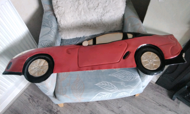 Retro tin plate sports car wall hanger 100 cms man cave 