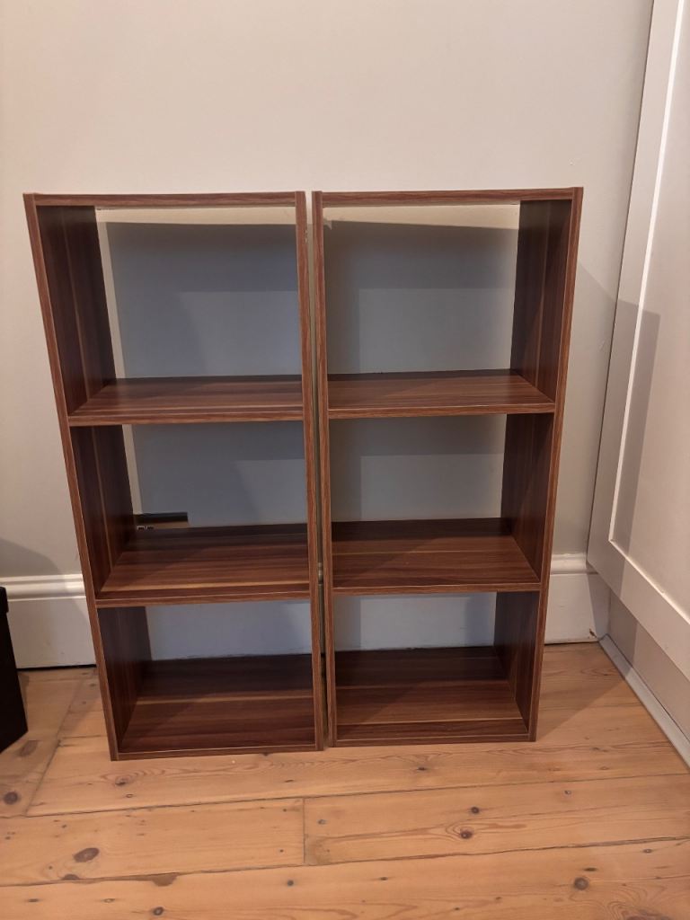 Oak coloured shelved storage