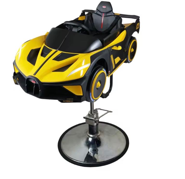 Kids Luxury Sports Car Barber Chair – Yellow Design & pink 