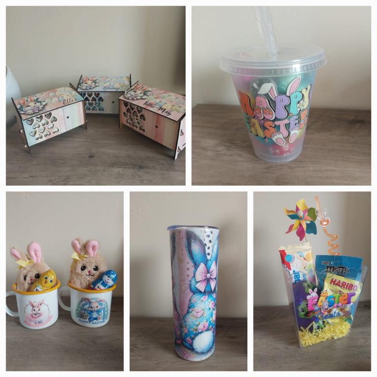 NEW Easter Bunny Decorated Boxes & Themed Items - Multicoloured