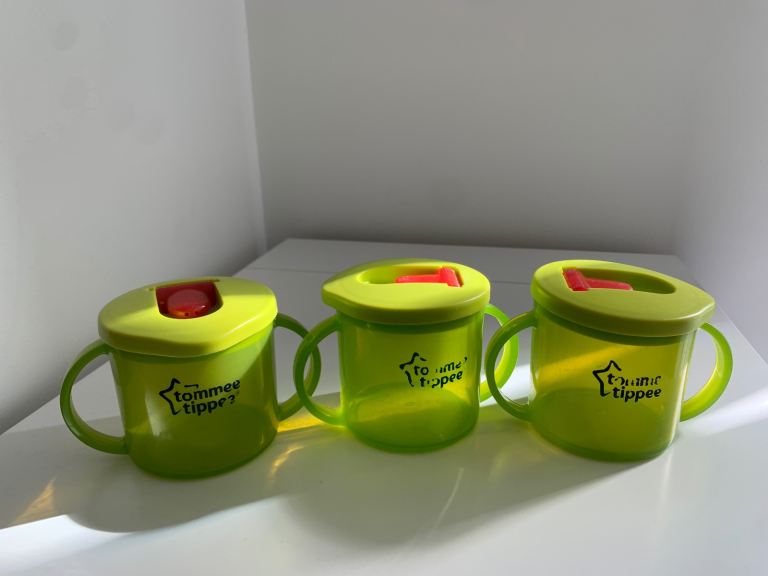 3 Tommee Tippee Green Sippy Cups
