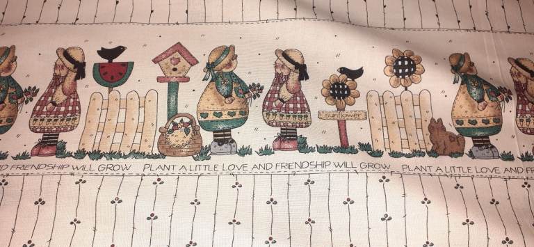 RARE Vintage (1990s) fabric by Spectrix. Plant a little love designed by Linda Stubbs