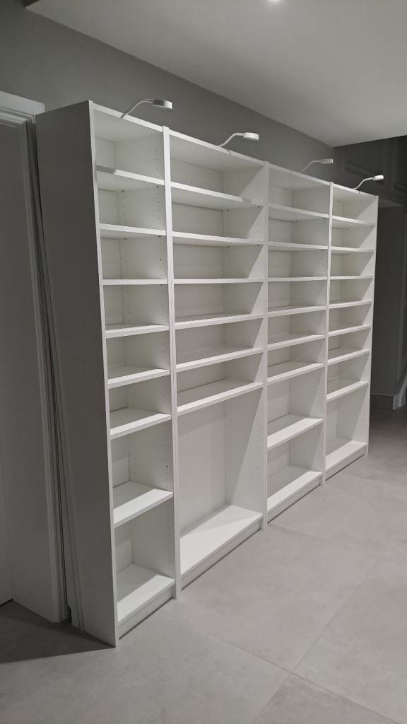 Ikea BILLY Book Shelves x 4 + Lighting - £100 Lot! - Vgc - £100