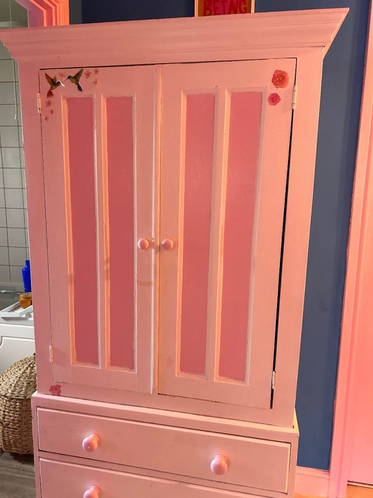 Child’s wardrobe, needs a paint to freshen it up as it’s not been painted in 5 years of having it.