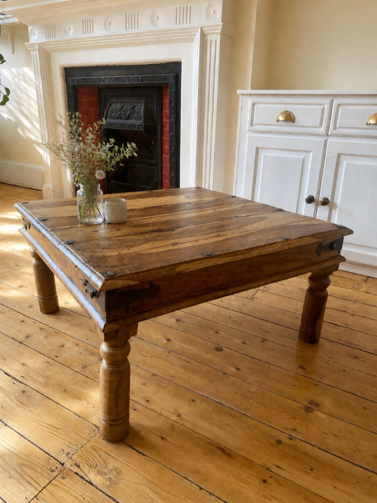 Solid Wood Rustic Coffee Table – Vintage Farmhouse Style – Refinished