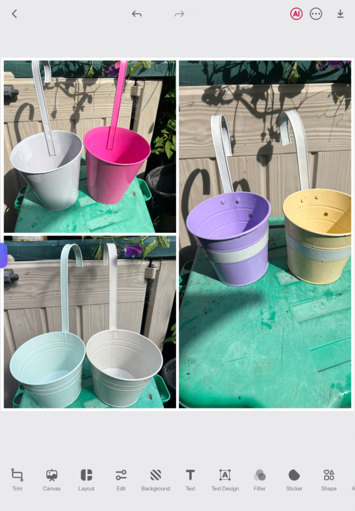 Set of 6 Metal Hanging Planters - Multicoloured,  very Good Condition