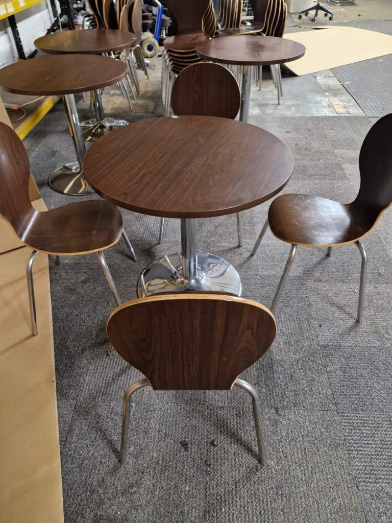 Cafe bistro table and 4 chair set for canteen and restaurant (20 sets available)